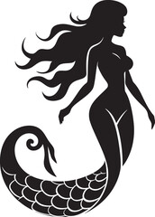 Sapphire Siren Vector Logo with Enchanting Mermaid Aqua Aria Mermaid Vector Logo in Aquatic Wonder - obrazy, fototapety, plakaty