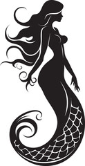 Nautical Nymph Vector Logo Featuring a Beautiful Mermaid Ephemeral Eurydice Mermaid Vector Logo Wonder