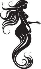Aqua Aura Captivating Mermaid Logo Design Neptunes Nymph Vector Mermaid Icon Beauty