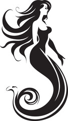 Oceanic Odyssey Serene Mermaid Vector Emblem Aquatic Allegory Mermaid Vector Icon Elegance