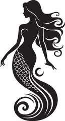 Aqua Sylph Vector Mermaid Logo in Sublime Beauty Ocean Nymph Opulence Vector Logo with Mermaid Grace