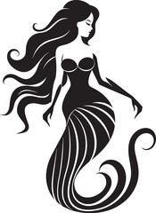 Neptunian Nymph Mermaid Vector Logo Enchantment Coral Charm Vector Logo with Enchanting Mermaid