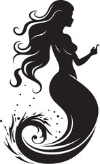 Sublime Sea Sprite Vector Logo with Beautiful Mermaid Aqua Allegory Vector Mermaid Logo in Ephemeral Splendor