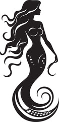 Tranquil Tides Vector Logo Featuring a Beautiful Mermaid Abyssal Amour Mermaid Vector Logo in Nautical Wonder