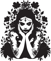 Floral Spellbinder Beautiful Witch Vector Emblem Enchanted Blossoms Beautiful Witch Vector Logo