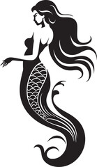 Neptunian Nymph Mermaid Vector Logo Enchantment Coral Charm Vector Logo with Enchanting Mermaid