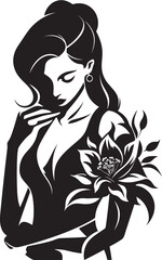 Garden Witchery Beautiful Witch Vector Emblem Mystic Bloom Floral Witch Vector Symbol