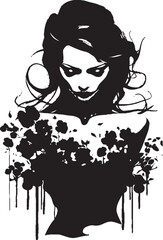 Witchcraft Whispers Floral Vector Logo Garden Witchery Beautiful Witch Vector Symbol