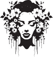 Blooming Charm Beautiful Witch Emblem Mystic Florals Floral Witch Icon