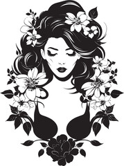 Floral Fantasy Sorceress Witch Vector Logo Enchanted Ivy Spellcaster Beautiful Witch Emblem