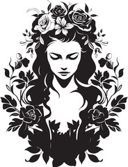 Floral Fantasy Witchcraft Beautiful Witch Emblem Enchanted Petal Harmony Floral Witch Logo