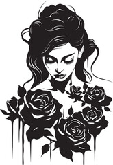 Witchs Gardenia Floral Vector Logo Icon Whimsical Witchcraft Beautiful Witch Vector Emblem