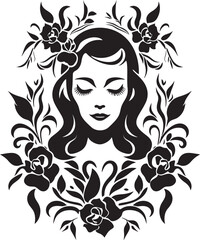 Floral Sorceress Beautiful Witch Vector Symbol Witchy Violets Floral Vector Logo Design