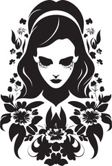 Whispering Petals Floral Witch Vector Icon Floral Sorcery Beautiful Witch Vector Logo Design