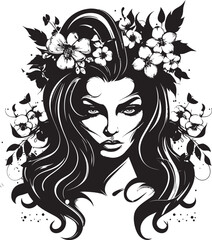 Bewitching Blooms Beautiful Witch Vector Icon Garden of Enchantment Floral Witch Vector Logo