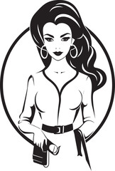 Career Charm Beautiful Woman Mascot Design Executive Excellence Working Woman Emblem