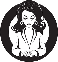 Empowered Executive Beautiful Woman Mascot Design Corporate Confidence Working Woman Emblem