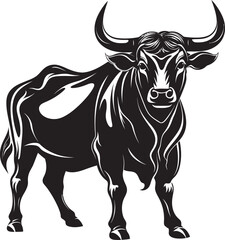Bold Boisterous Cartoon Bull Logo Illustration Cheerful Charge Full Body Vector Design