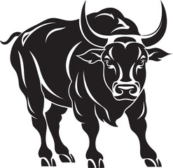 Bullish Buddy Cartoon Bull Icon Emblem Joyful Jumper Full bodied Bull Vector Symbol