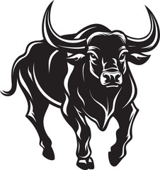 Bullish Buddy Cartoon Bull Icon Emblem Joyful Jumper Full bodied Bull Vector Symbol