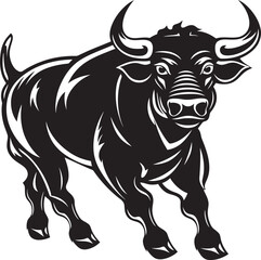 Whimsical Wanderer Full bodied Bull Emblem Playful Ponder Cartoon Bull Vector Logo