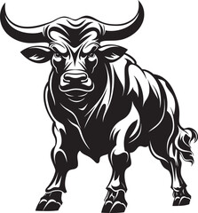 Bovine Brilliance Cartoon Bull Icon Emblem Charging Champion Full bodied Bull Vector Symbol