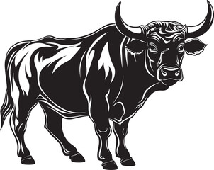 Mighty Mooer Bull Icon Design Cartoon Cheerleader Full bodied Bull Vector Symbol
