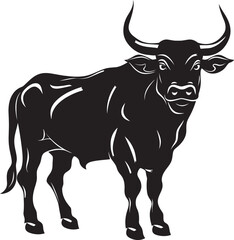 Cartoon Charge Full bodied Bull Vector Emblem Whimsical Wanderer Cartoon Bull Logo Symbol