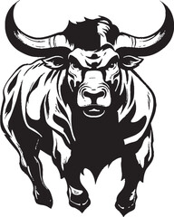 Joyful Jumper Full bodied Bull Vector Emblem Dynamic Doodle Cartoon Bull Logo Design