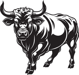 Whimsical Wanderer Full bodied Bull Vector Symbol Playful Ponder Cartoon Bull Icon Design