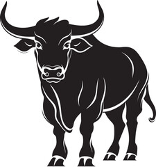 Bullish Buddy Full Body Cartoon Emblem Bold Boisterous Full bodied Bull Vector Logo
