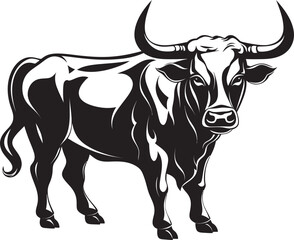 Brawny Beast Cartoon Bull Symbol Bold Bull Charge Full Body Vector Design
