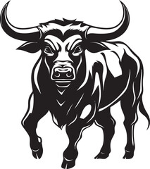 Bullish Brilliance Full Body Cartoon Logo Charging Champion Bull Vector Icon Design