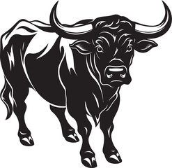 Dynamic Taurus Cartoon Bull Symbol Bullish Energy Full bodied Bull Vector Creation