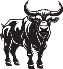 Bold Bull Charge Full Body Vector Illustration Cartoon Taurine Triumph Bull Emblem