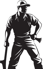 Constructive Force Worker with Hammer Symbol Hammer Havoc Construction Worker Vector Icon