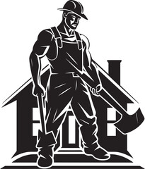 Craftsmans Corner Construction Worker Vector Hammer and Hard Hat Harmony Iconic Symbol