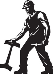 Blueprint Bash Vector Logo Design Constructive Conquest Hammer Wielding Icon