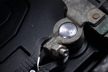 car battery terminals detailed photo