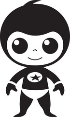 Super Sidekick Cute Superhero Symbol Mighty Mite Adorable Hero Vector Design