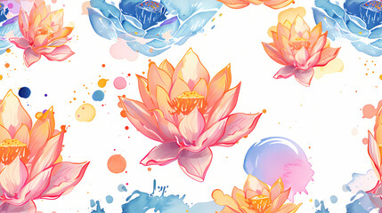 seamless lotus colorfull background tile