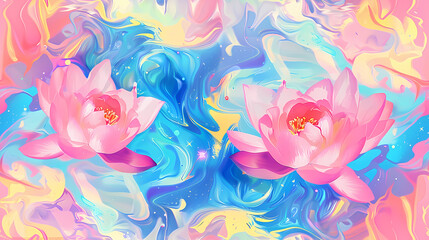 seamless lotus colorfull background tile