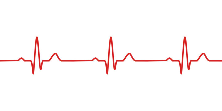 Red line of normal sinus rhythm from Electrocardiogram(EKG) heart graph. Vital Sign. Vector Medical Illustration.	