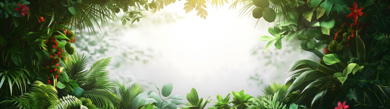 Sommer Foto Rahmen, Tropische Blumen und Pflanzen, Urlaub im Paradies
