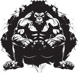 Mighty Monkey Mastery Gamepad Gladiator Logo Primate Powerplay Muscular Ape Icon
