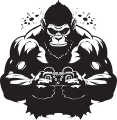 Gamepad Gladiator Mighty Ape Controller Emblem Musclebound Mastery Chimpanzee Gaming Icon