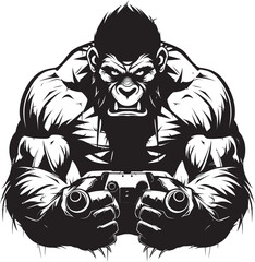 Muscle Monkey Madness Chimpanzee Controller Icon Gaming Gorilla Grasp Mighty Ape Gaming Emblem