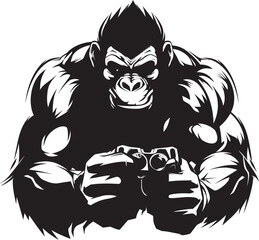 Mighty Monkey Mastery Gamepad Gladiator Logo Primate Powerplay Muscular Ape Icon