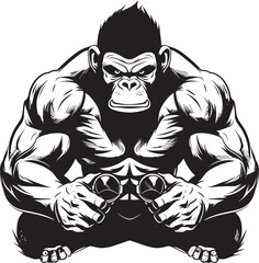 Musclebound Mastery Chimpanzee Gaming Logo Gaming Gorilla Grip Primate Powerplay Emblem