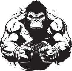 Gaming Gorilla Grasp Mighty Ape Gaming Emblem Mighty Muscle Mastery Primate Powerplay Logo